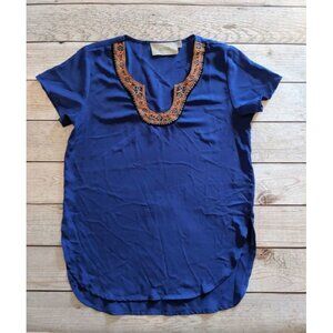Blue Embroidered T-shirt